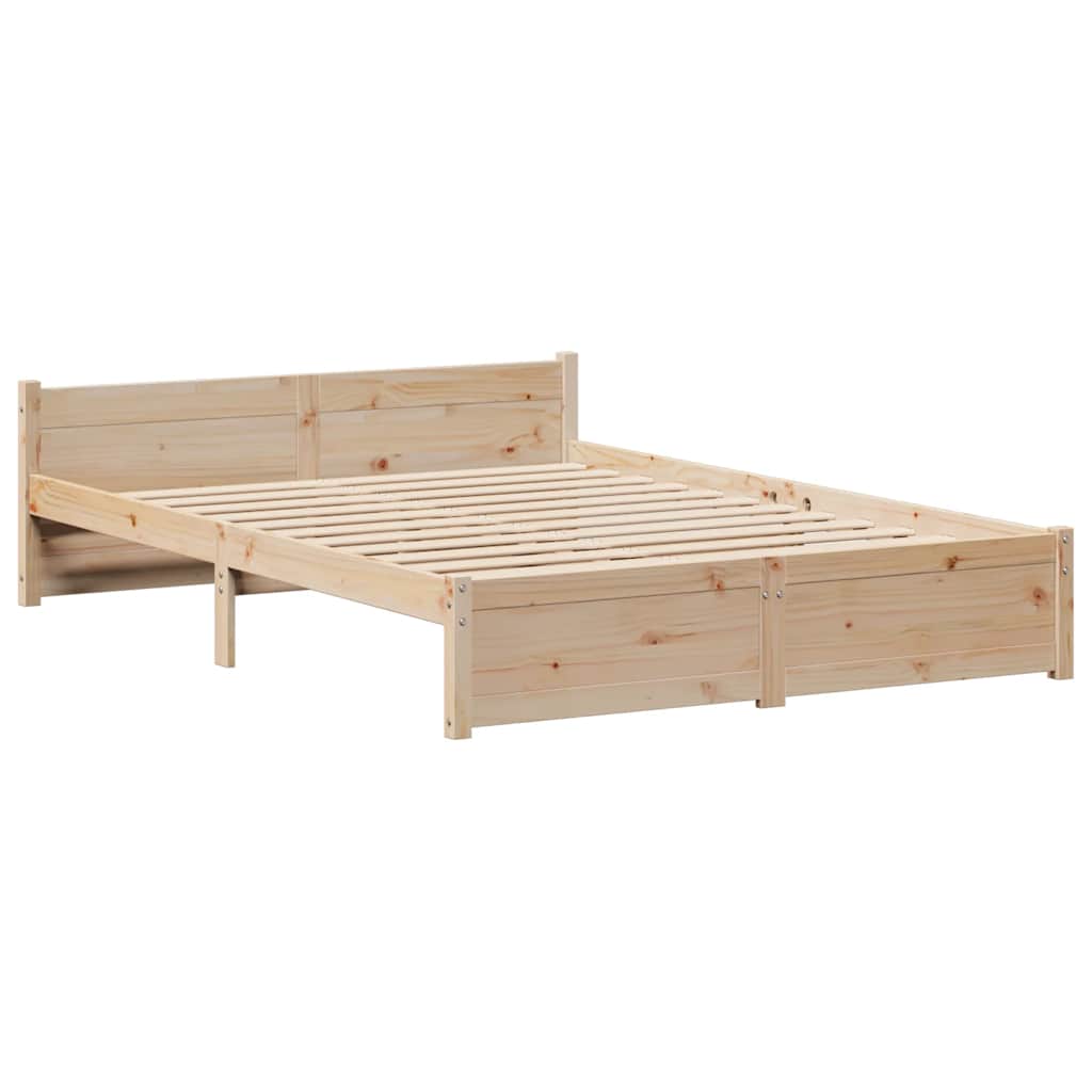 sengeramme uden madras 135x190 cm massivt fyrretræ hvid