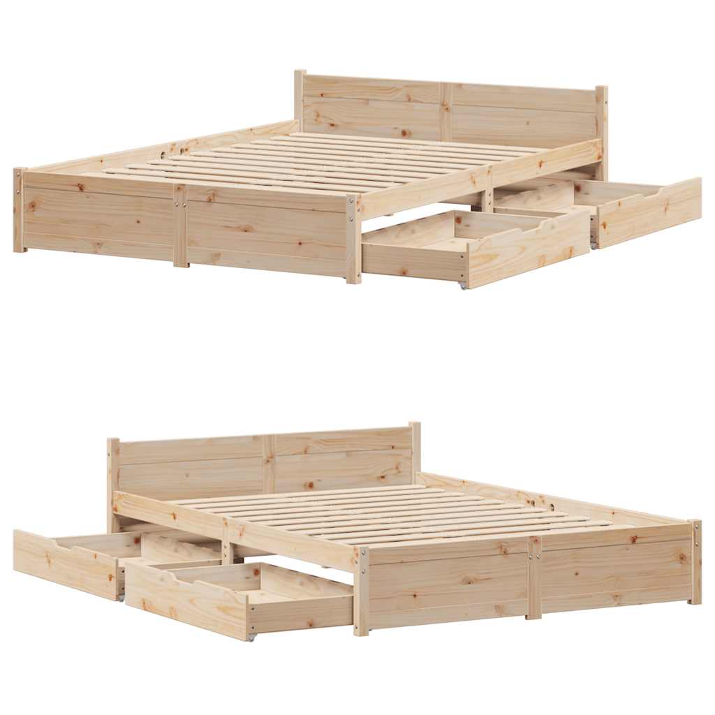 sengeramme uden madras 135x190 cm massivt fyrretræ hvid