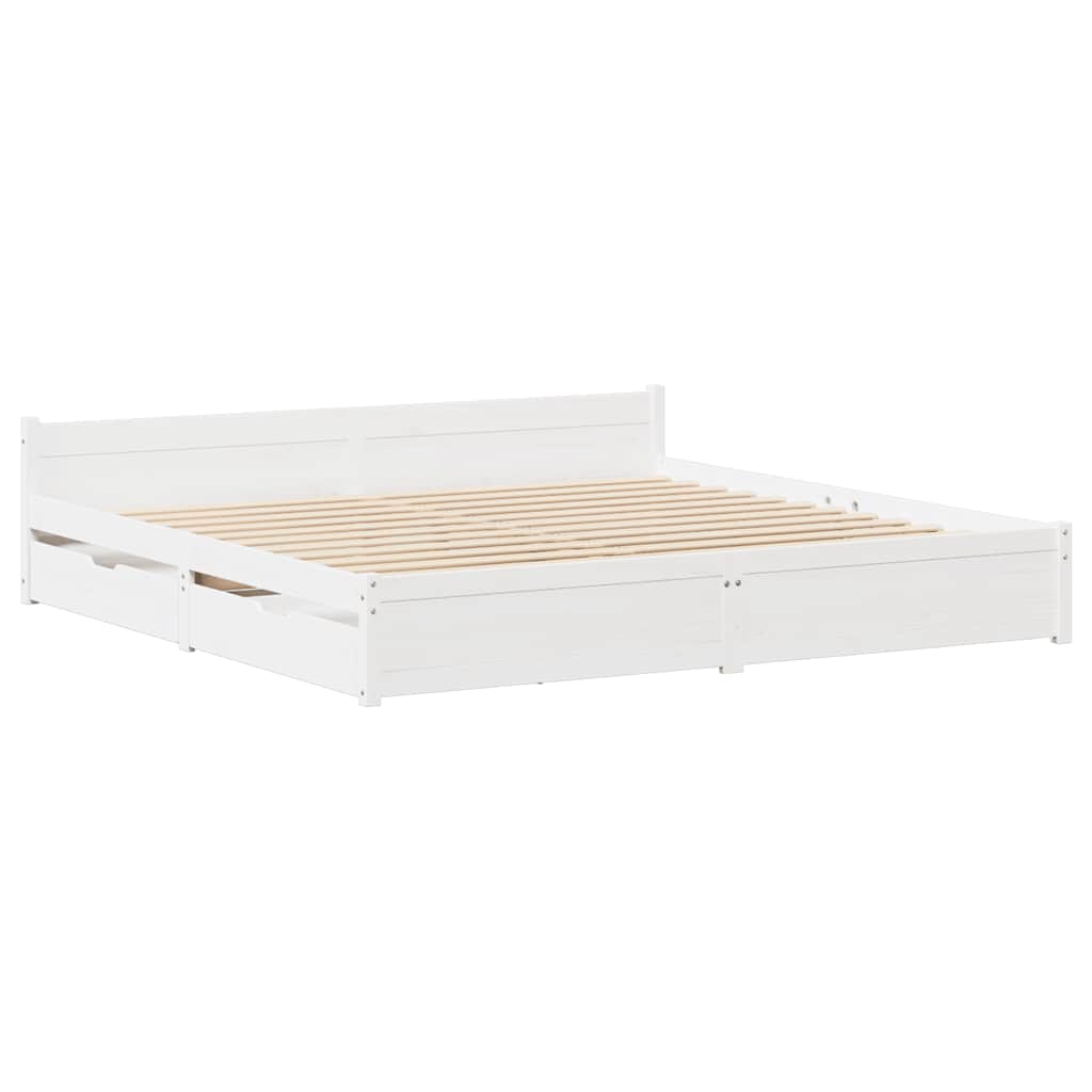 sengeramme uden madras 135x190 cm massivt fyrretræ hvid