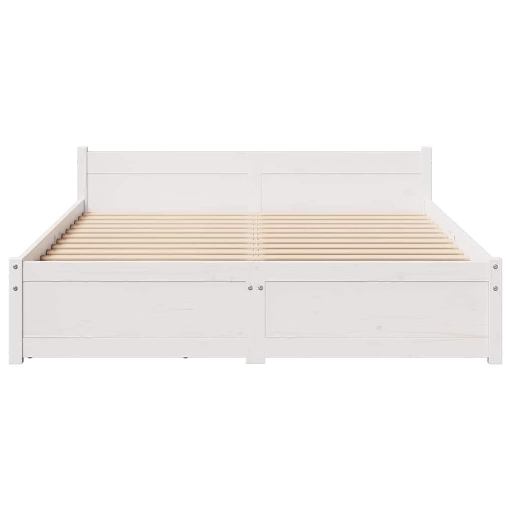 sengeramme uden madras 135x190 cm massivt fyrretræ hvid