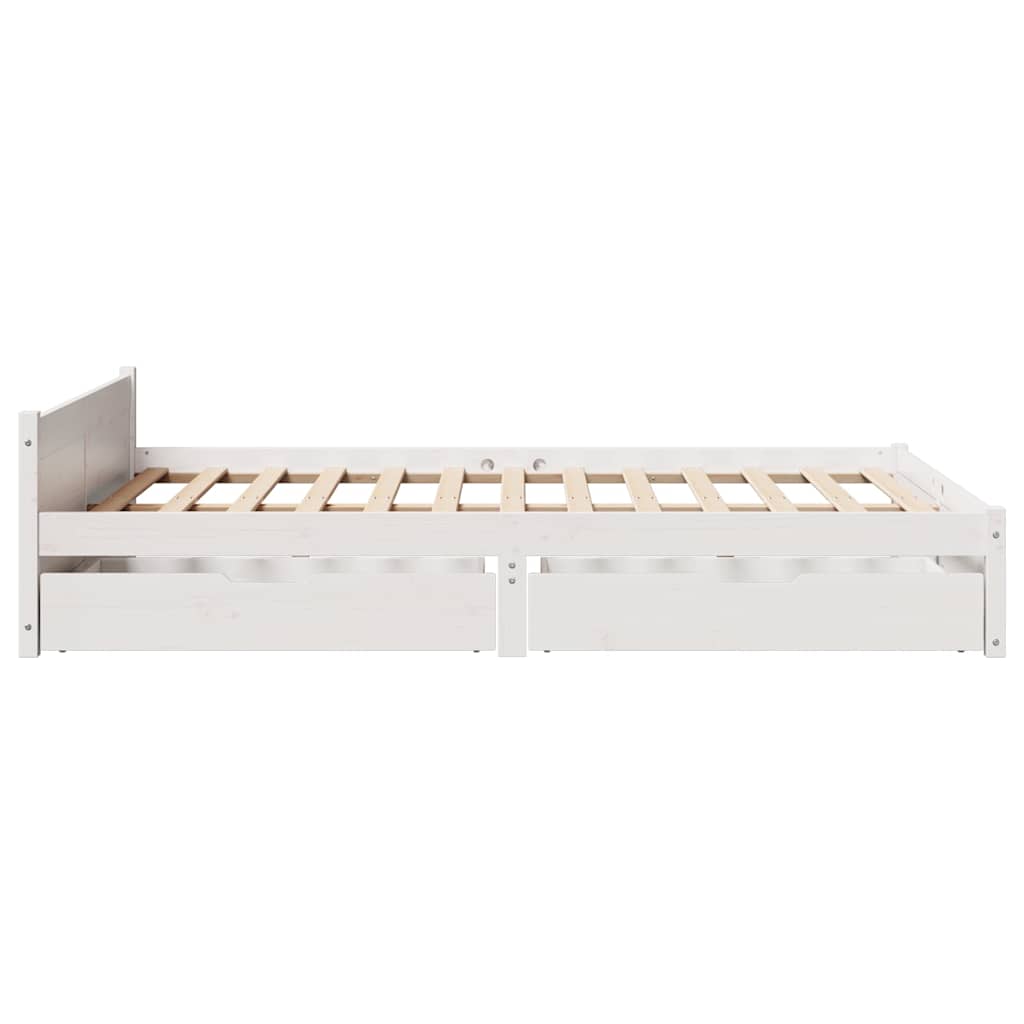 sengeramme uden madras 135x190 cm massivt fyrretræ hvid