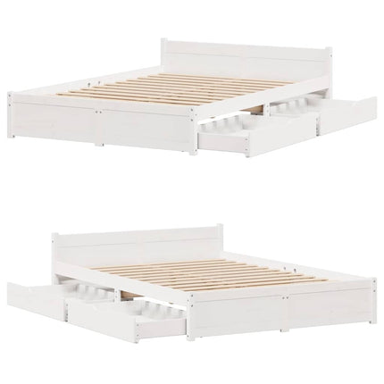 sengeramme uden madras 135x190 cm massivt fyrretræ hvid