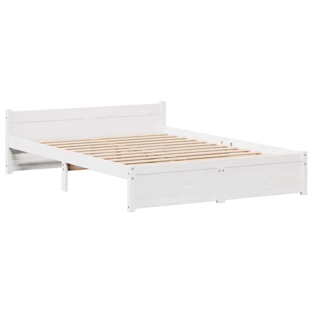 sengeramme uden madras 140x190 cm massivt fyrretræ hvid