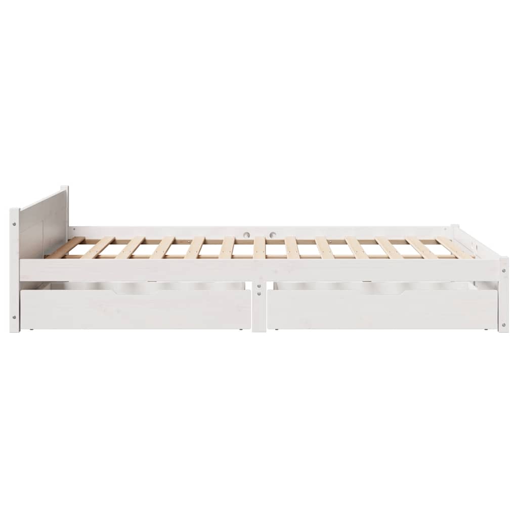 sengeramme uden madras 140x190 cm massivt fyrretræ hvid