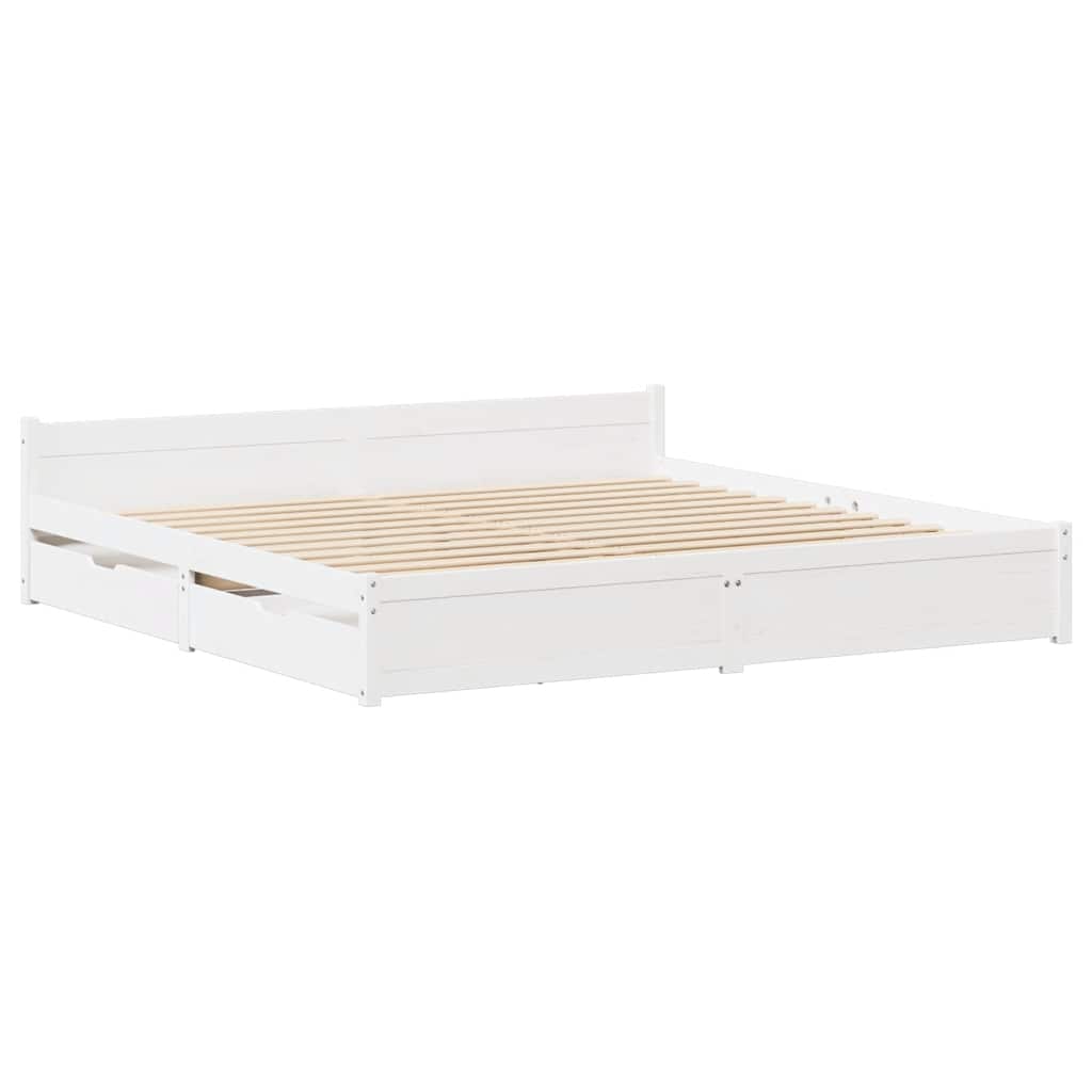 sengeramme uden madras 120x200 cm massivt fyrretræ hvid