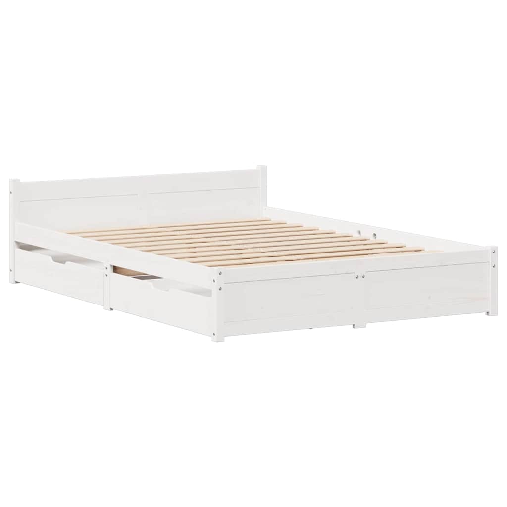 sengeramme uden madras 140x200 cm massivt fyrretræ hvid