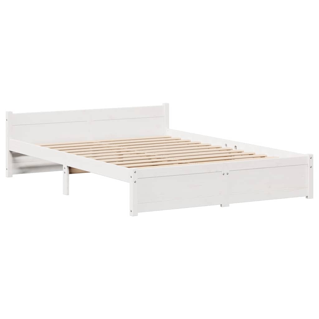 sengeramme uden madras 140x200 cm massivt fyrretræ hvid