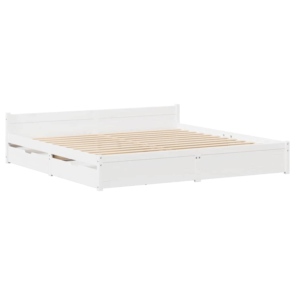 sengeramme uden madras 150x200 cm massivt fyrretræ hvid