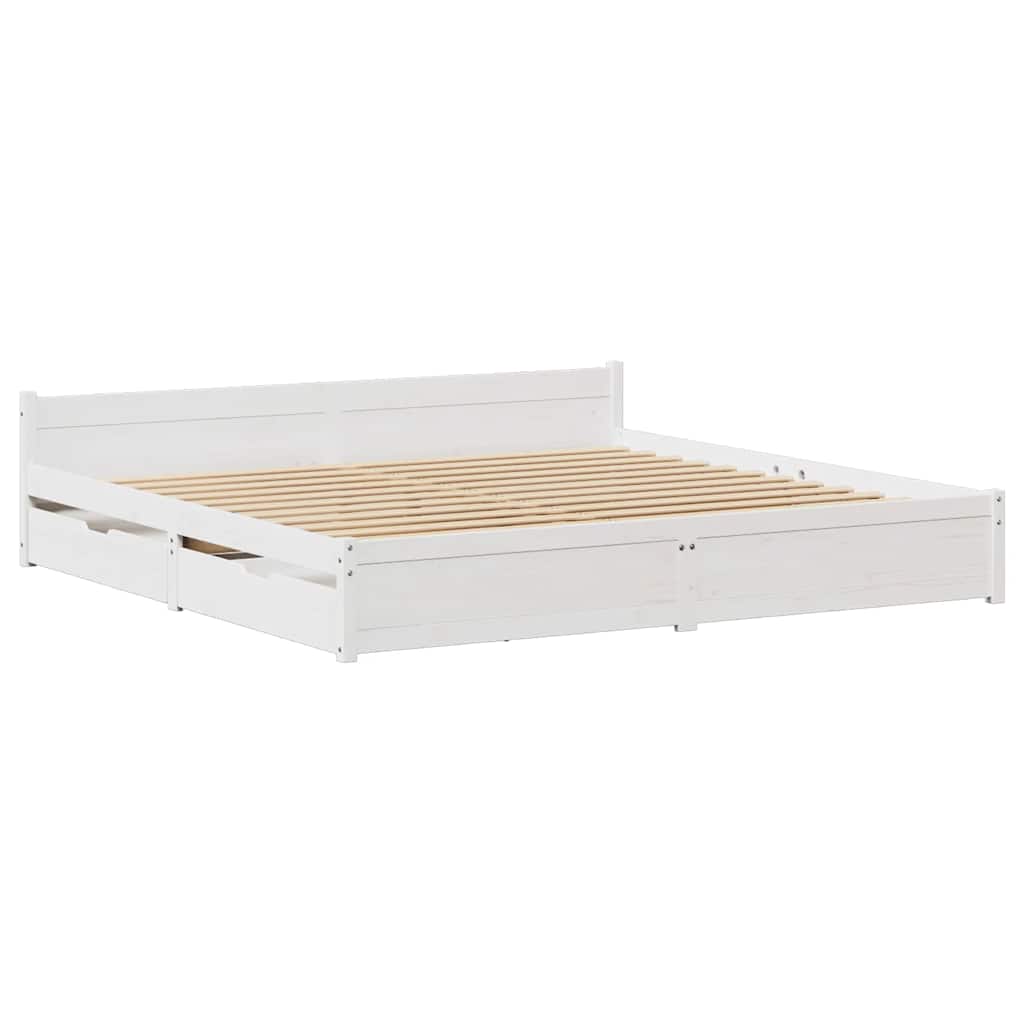 sengeramme uden madras 160x200 cm massivt fyrretræ hvid