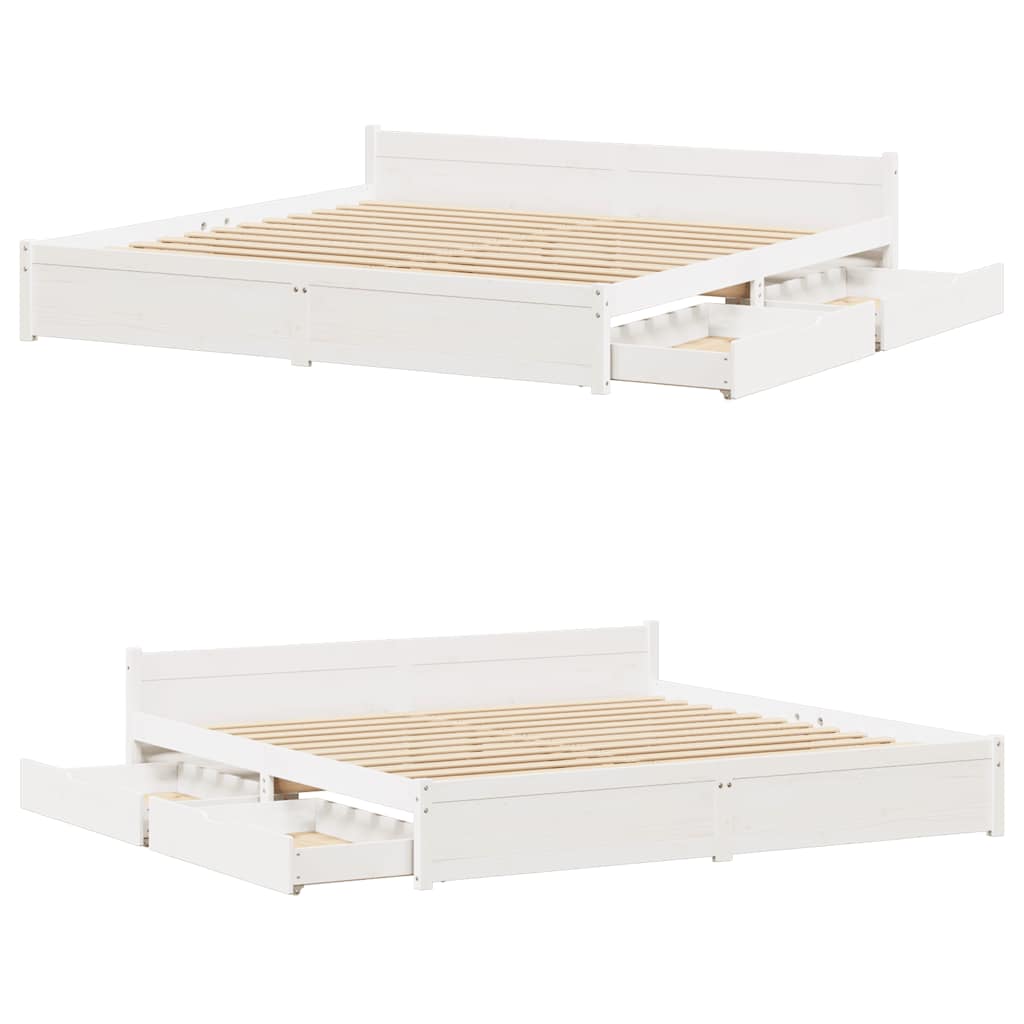sengeramme uden madras 160x200 cm massivt fyrretræ hvid