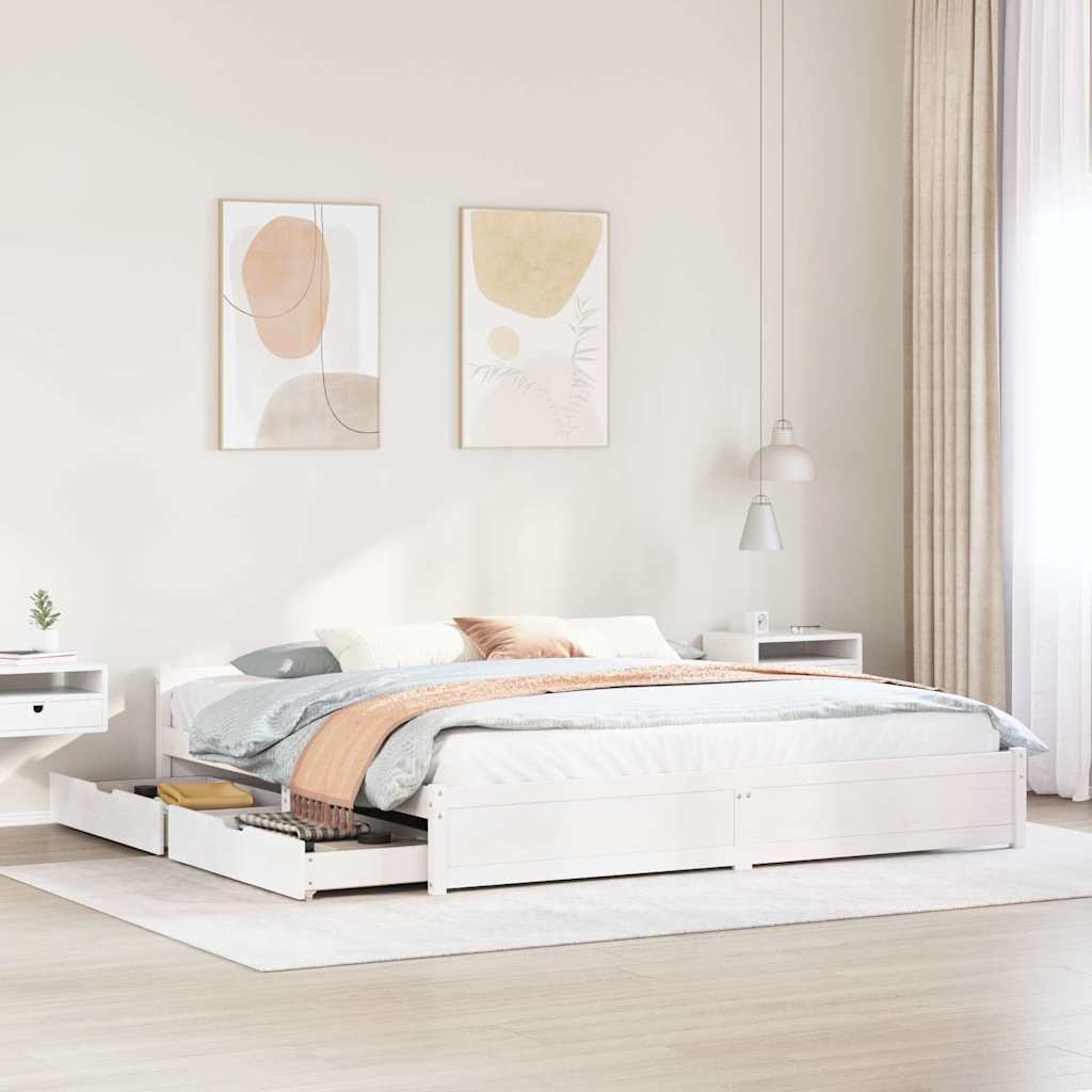 sengeramme uden madras 160x200 cm massivt fyrretræ hvid