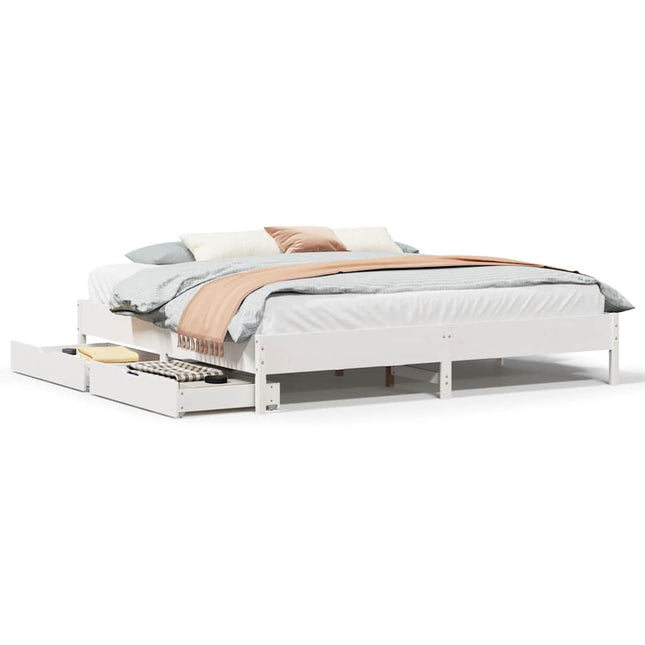sengeramme uden madras 200x200 cm massivt fyrretræ hvid