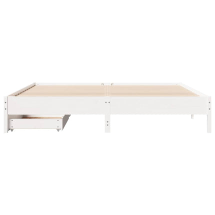 sengeramme uden madras 200x200 cm massivt fyrretræ hvid