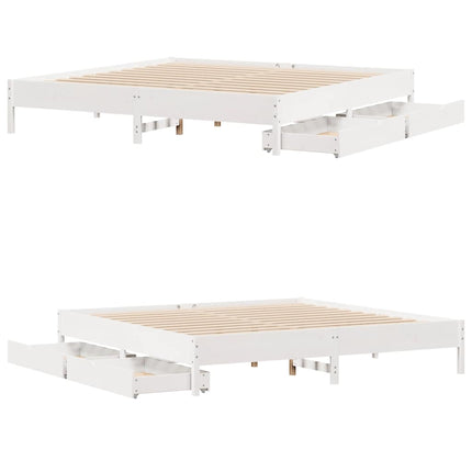 sengeramme uden madras 200x200 cm massivt fyrretræ hvid