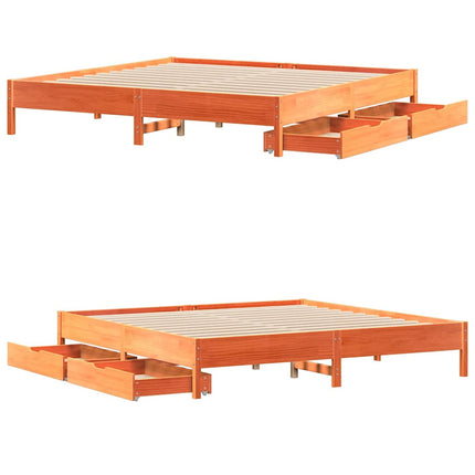 sengeramme uden madras 200x200 cm massivt fyrretræ gyldenbrun
