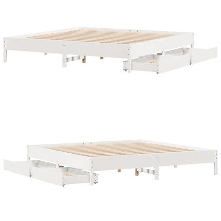 sengeramme uden madras 180x200 cm massivt fyrretræ hvid