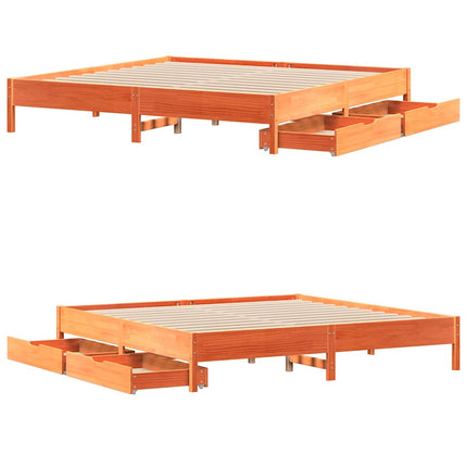 sengeramme uden madras 180x200 cm massivt fyrretræ gyldenbrun