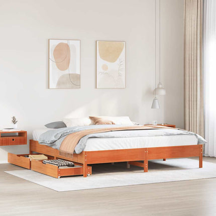 sengeramme uden madras 180x200 cm massivt fyrretræ gyldenbrun
