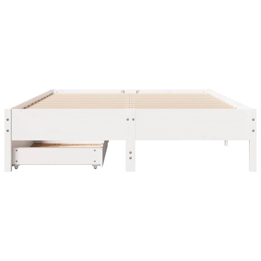 sengeramme uden madras 160x200 cm massivt fyrretræ hvid