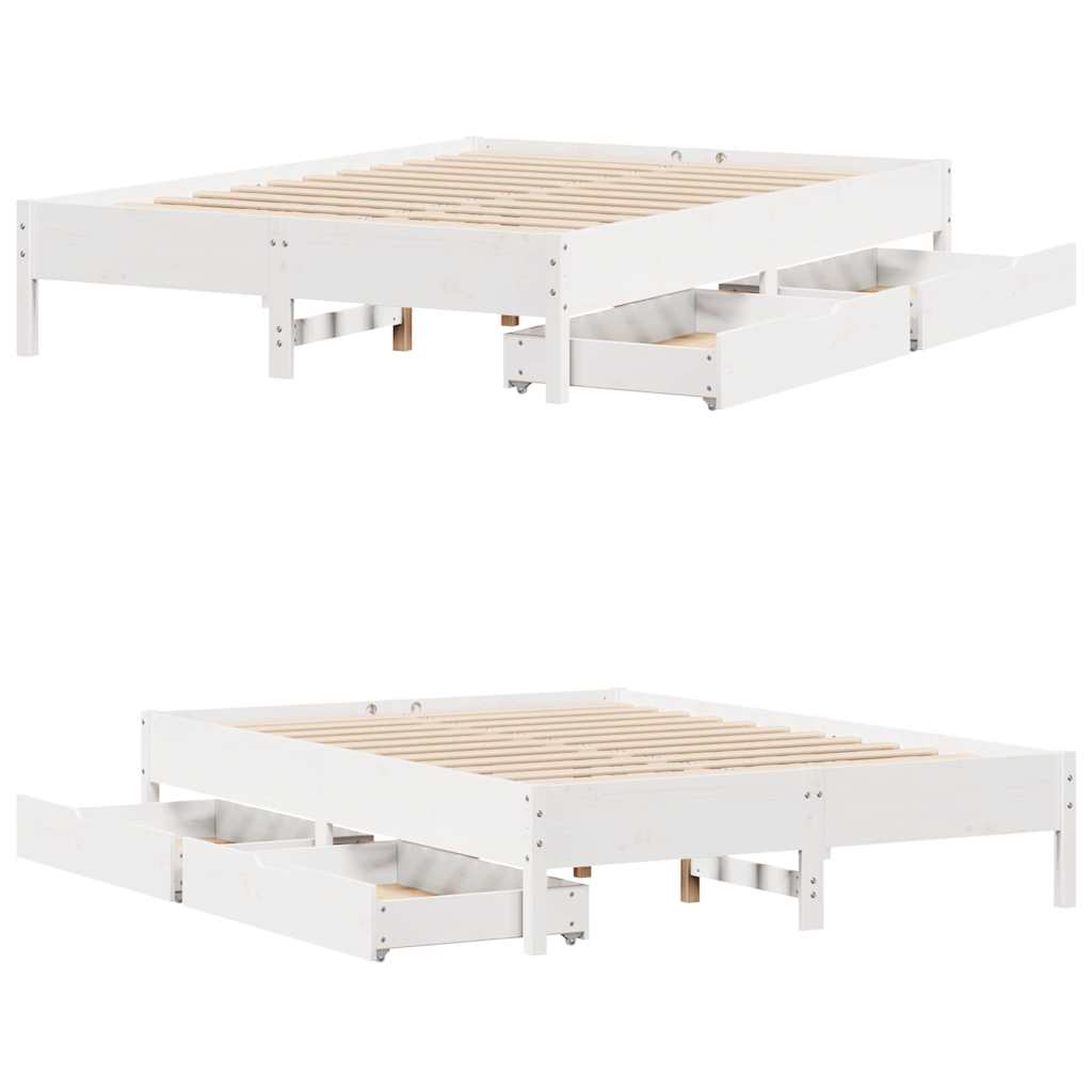 sengeramme uden madras 160x200 cm massivt fyrretræ hvid