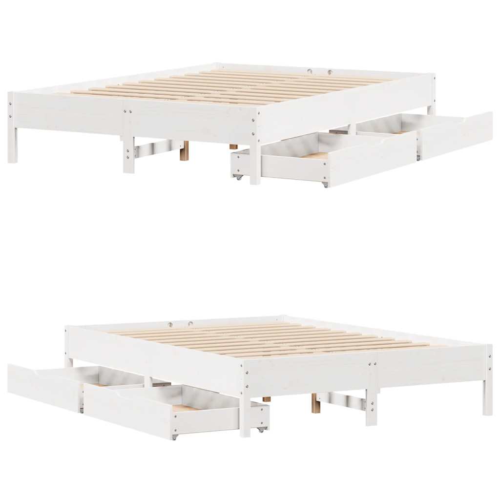 sengeramme uden madras 140x200 cm massivt fyrretræ hvid