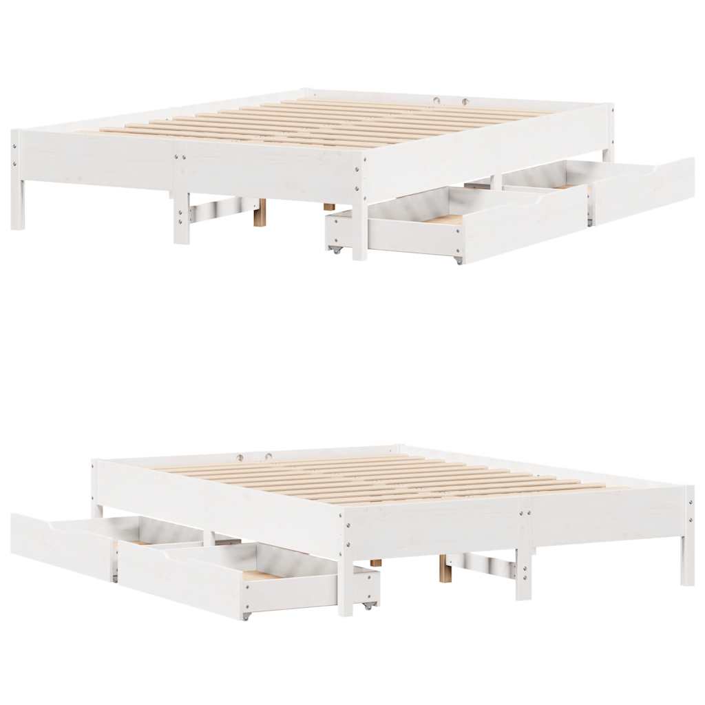 sengeramme uden madras 120x200 cm massivt fyrretræ hvid