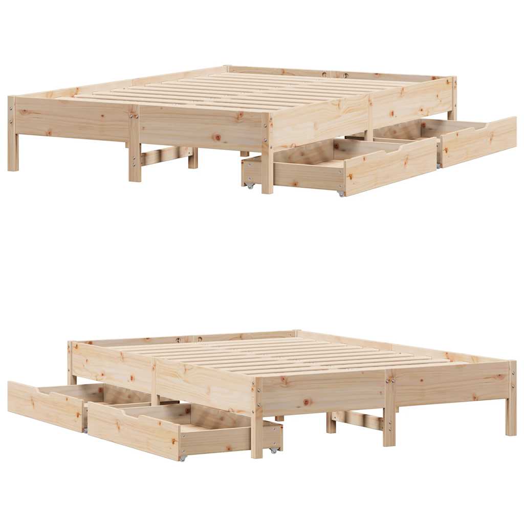 sengeramme uden madras 140x190 cm massivt fyrretræ