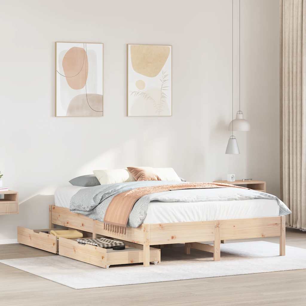 sengeramme uden madras 140x190 cm massivt fyrretræ