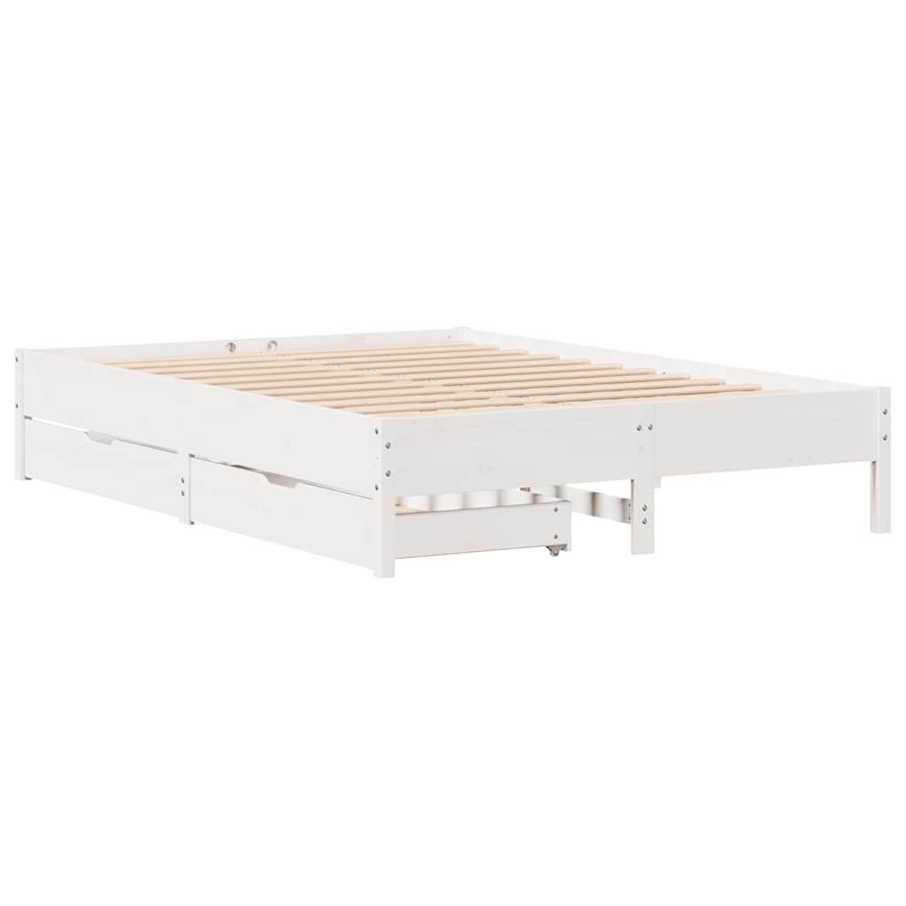 sengeramme uden madras 140x190 cm massivt fyrretræ hvid
