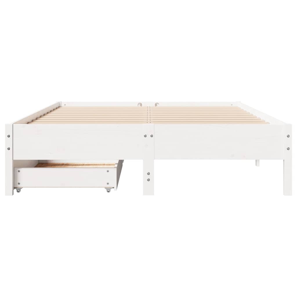 sengeramme uden madras 140x190 cm massivt fyrretræ hvid