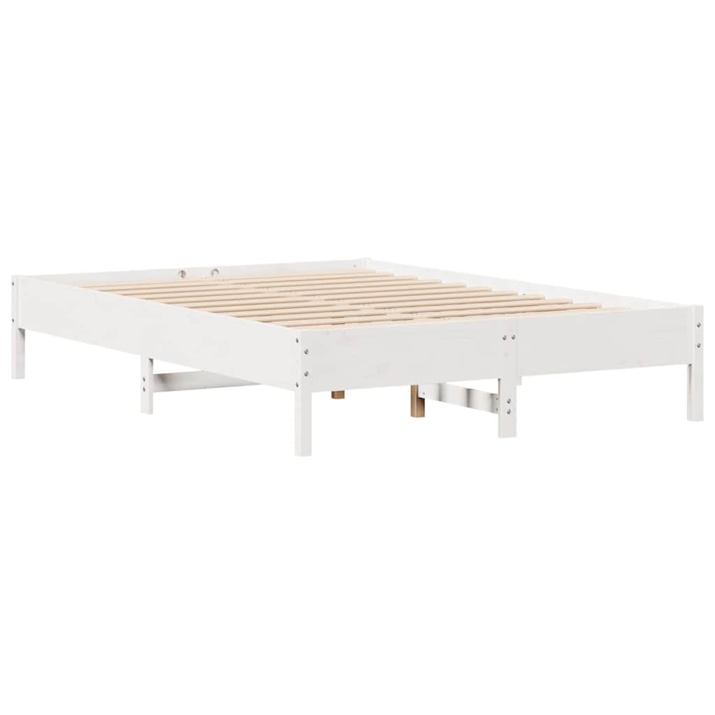 sengeramme uden madras 140x190 cm massivt fyrretræ hvid