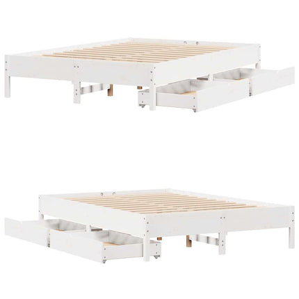 sengeramme uden madras 140x190 cm massivt fyrretræ hvid