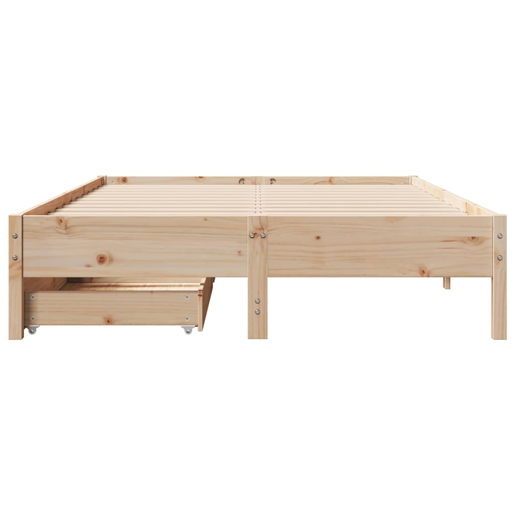 sengeramme uden madras 135x190 cm massivt fyrretræ hvid