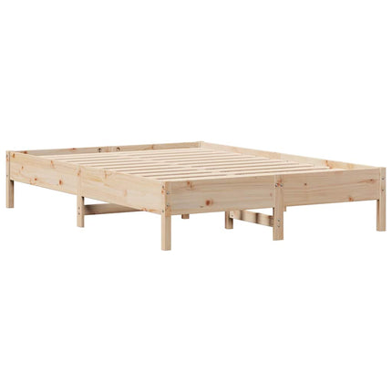 sengeramme uden madras 135x190 cm massivt fyrretræ hvid