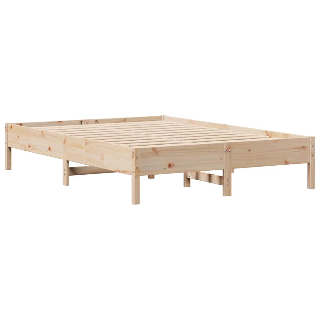 sengeramme uden madras 135x190 cm massivt fyrretræ hvid