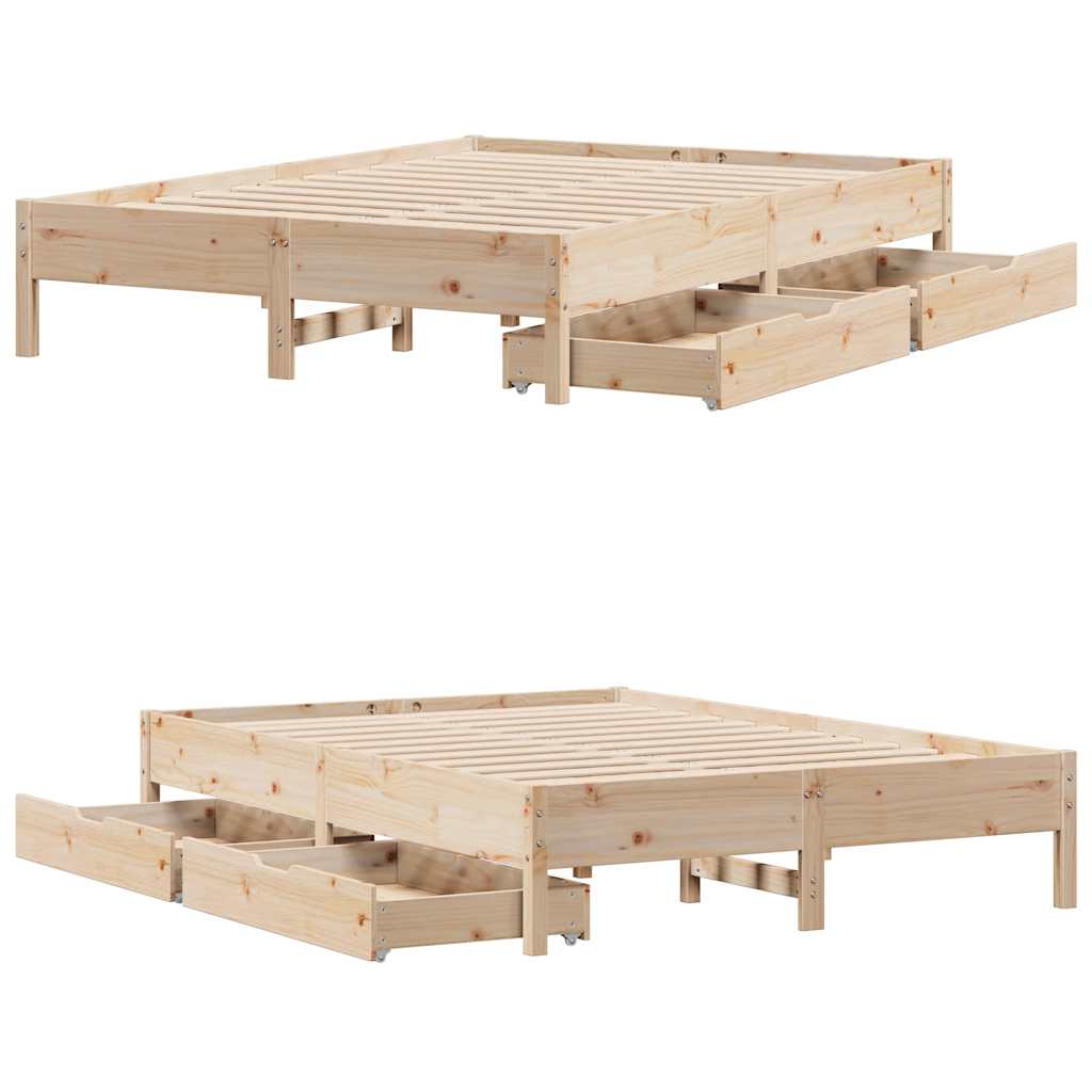 sengeramme uden madras 135x190 cm massivt fyrretræ hvid