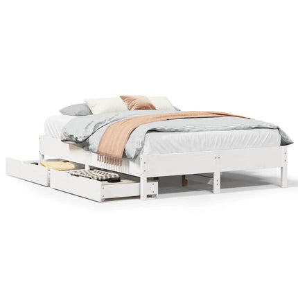 sengeramme uden madras 135x190 cm massivt fyrretræ hvid