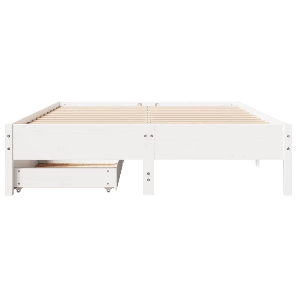 sengeramme uden madras 135x190 cm massivt fyrretræ hvid