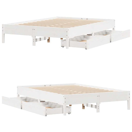 sengeramme uden madras 135x190 cm massivt fyrretræ hvid