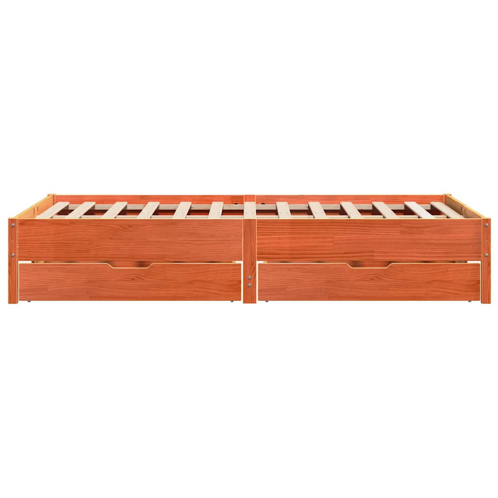 sengeramme uden madras 135x190 cm massivt fyrretræ brun
