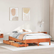 sengeramme uden madras 135x190 cm massivt fyrretræ brun