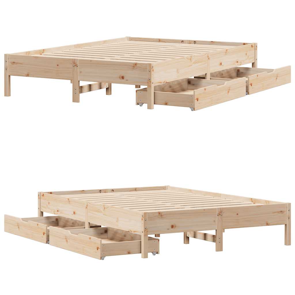 sengeramme uden madras 120x190 cm massivt fyrretræ