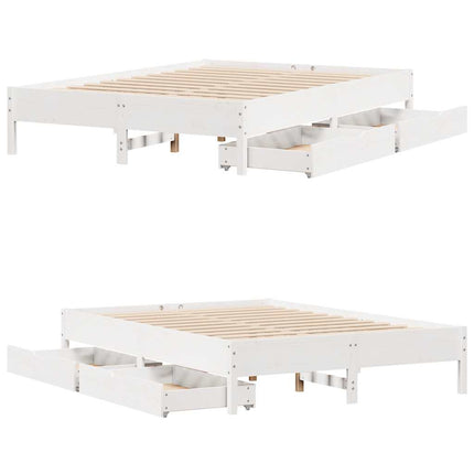 sengeramme uden madras 120x190 cm massivt fyrretræ hvid