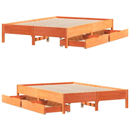 sengeramme uden madras 120x190 cm massivt fyrretræ gyldenbrun