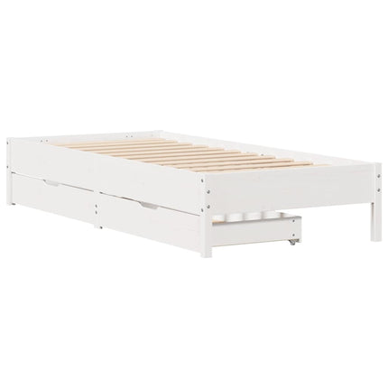 sengeramme uden madras 90x190 cm massivt fyrretræ hvid