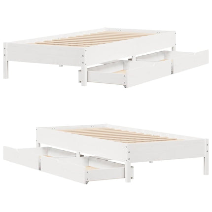 sengeramme uden madras 90x190 cm massivt fyrretræ hvid