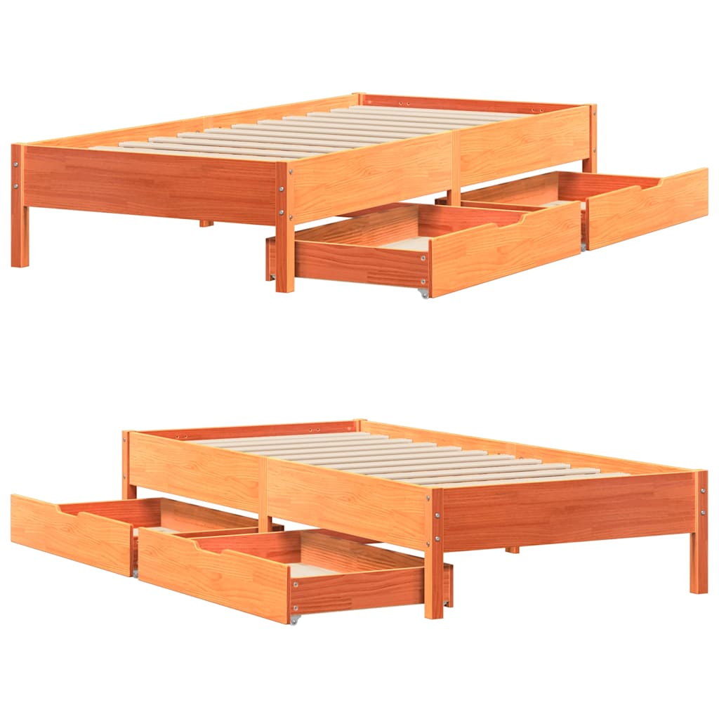 sengeramme uden madras 90x190 cm massivt fyrretræ gyldenbrun