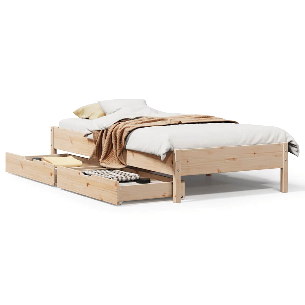 sengeramme uden madras 75x190 cm massivt fyrretræ