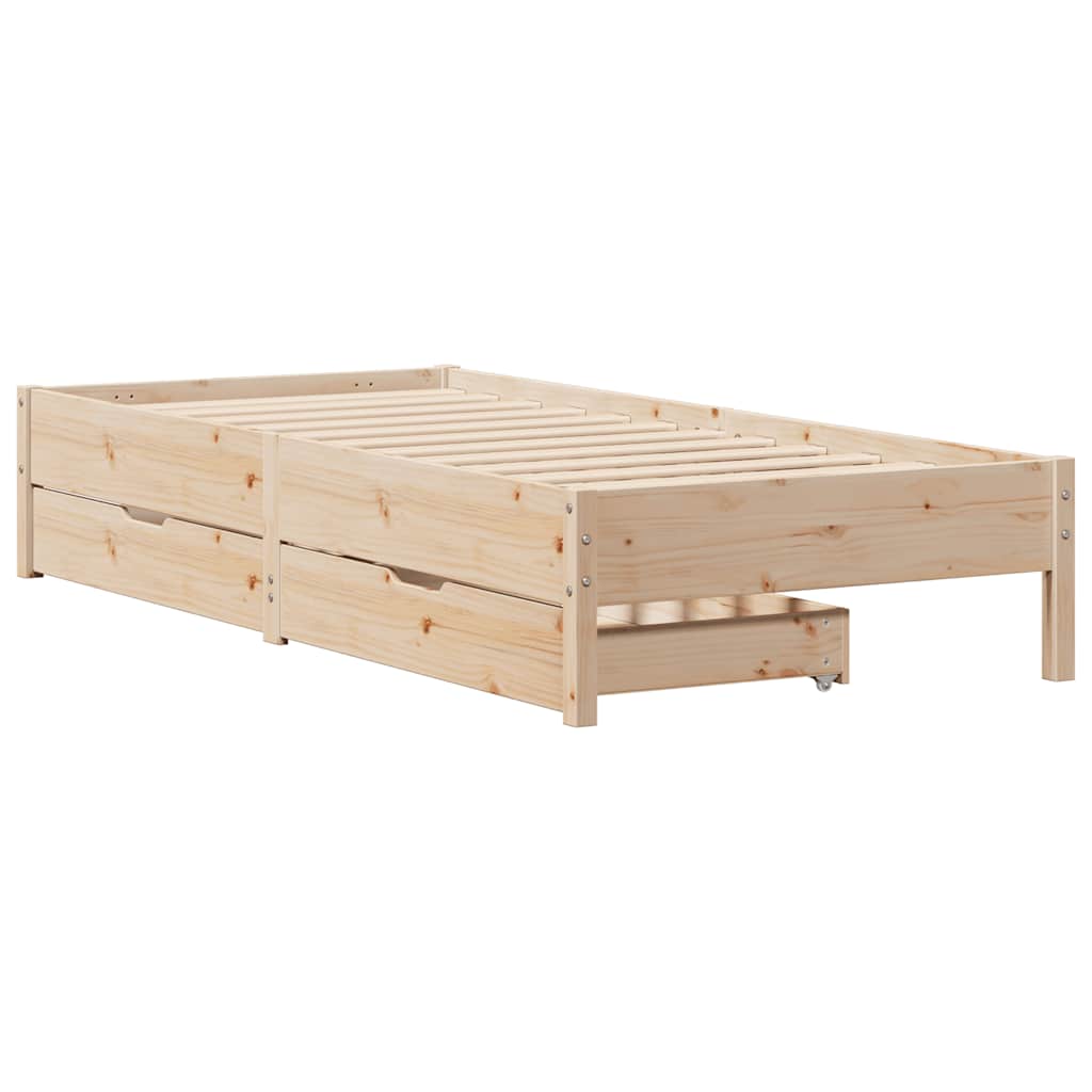 sengeramme uden madras 75x190 cm massivt fyrretræ