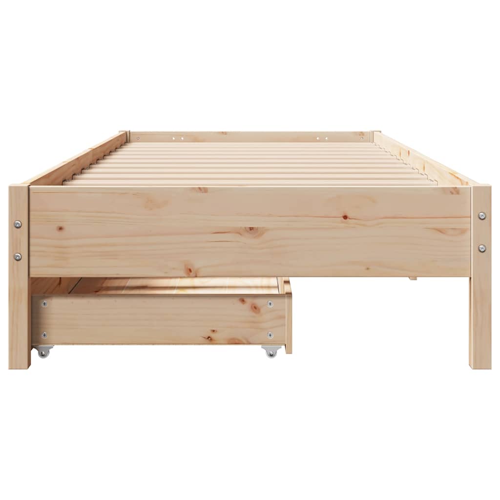 sengeramme uden madras 75x190 cm massivt fyrretræ